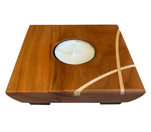 Tea Light Holder Cherry Wood